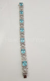 10ct Emerald Cut Aquamarine Cocktail Queen Royal Bracelet 14k White Gold Plated