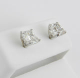 1.5ct Cushion Cut Diamond Classic Solitaire Stud Earrings 14k White Gold Finish