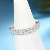 5ct Emerald Cut Diamond Wedding Band Iced Full Eternity 14k White Gold Finish