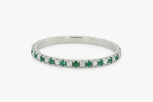 1.2ct Round Cut Green Emerald Full Eternity Wedding Band 14k White Gold Finish