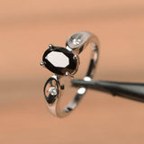 1ct Engagement Ring Oval Cut Black Diamond Stylish Trilogy 14k White Gold Finish