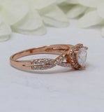 3.5Ct Heart Cut Diamond Split Band Halo Engagement Ring 14K Rose Gold Finish