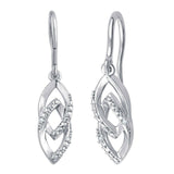 0.2ct Round Cut VVS1D Diamond Leaf Dangle Earrings Women 14k White Gold Finish