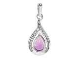 0.15ct Pear Cut Pink Sapphire Pendant Teardrop 14k White Gold Finish NO CHAIN