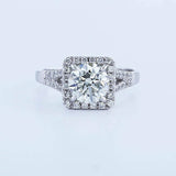 2.5Ct Round Cut DVVS1 Diamond Square Halo Engagement Ring 14K White Gold Finish