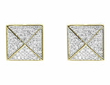 0.4ct Round Cut VVS1D Diamond Pyramid Cluster Stud Earrings 14k Yellow Gold Over