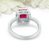 2ct Princess Pink Ruby Engagement Ring Diamond Accent Halo 14k White Gold Finish