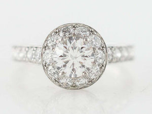 2ct Round Cut Diamond Halo Engagement Ring 14k White Gold Over with Round Accent