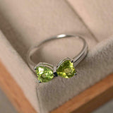 1.2ct Engagement Ring Heart Cut Green Peridot Bow Knot 14k White Gold Finish