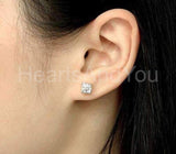 1ct Cushion Cut Simulated Diamond Solitaire Stud Earrings 14k White Gold Plated