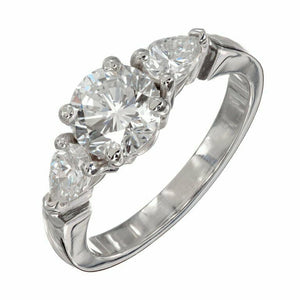 2.7ct Round Cut Diamond Pear Accents Engagement Trilogy Ring 14k White Gold Over