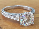 3Ct Round Cut Diamond Vintage Solitaire Engagement Ring 14K White Gold Finish