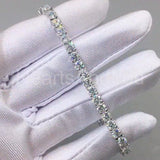 10ct Round Moissanite Sparkle Tennis Bracelet for Women 14K White Gold Plated