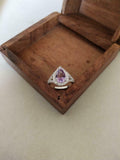 2ct Engagement Ring Pear Cut Purple Amethyst Split Shank Halo 14k WhiteGold Over