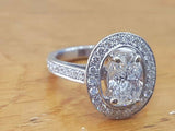 3Ct Oval Cut VVS1/D Diamond Accents Halo Engagement Ring 14K White Gold Finish