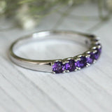 2Ct Round Cut Purple Amethyst Half Eternity Wedding Band 14K White Gold Finish