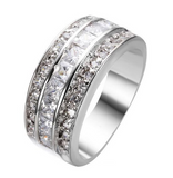 3Ct Princess Round Diamond Wide Half Eternity Wedding Band 14K White Gold Finish