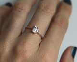 1ct Baguette Cut VVS1D Diamond Engagement Ring Minimalist 14k Rose Gold Finish