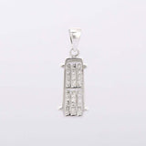 2.5ct Diamond Pendant Princess Cut Vertical Bar 14k White Gold Finish NO CHAIN