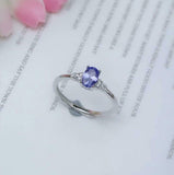 1ct Oval Cut Blue Tanzanite Heart Shape Round Accent Ring 14k White Gold Finish