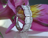 5Ct Baguette Cut Diamond Half Eternity Stylish Wedding Band 14K White Gold Over