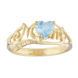 1ct Engagement Ring Heart Cut Aquamarine Mom Mothers Day 14k Yellow Gold Finish