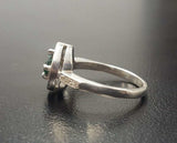 2ct Engagement Ring Round Cut Green Emerald Diamond Halo 14k White Gold Finish