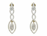 1.3ct Round Cut VVS1D Diamond Stylish Party Dangle Earrings 14k Yellow Gold Over