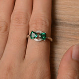 1.2ct Trillion Cut Green Emerald Bow Design Engagement Ring 14k WhiteGold Finish