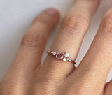 1.1ct Round Cut Peach Morganite Five Stone Engagement Ring 14k Rose Gold Finish