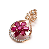 2ct Oval Cut Pink Ruby Flower Pendant 14k Rose Gold Finish NO CHAIN