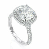 2ct Cushion Cut Diamond Accent Halo Solitaire Engagement Ring 14k WhiteGold Over