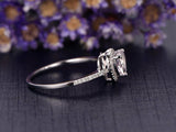 1.2ct Heart Cut Diamond Engagement Ring 18k White Gold Finish Halo Heart Shape