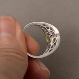 1ct Round Cut Green Peridot Split Shank Engagement Ring 14k White Gold Finish