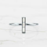 Vertical Bar Engagement Ring 0.35ct Baguette Cut Diamond 14k Yellow Gold Finish