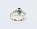 1.3ct Engagement Ring Pear Cut Green Emerald Three Stone 14k Yellow Gold Finish