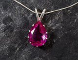 2ct Pink Ruby Pendant Pear Cut Solitaire Women 14k White Gold Finish NO CHAIN