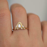 1.5ct Pear Cut Diamond Engagement Ring 14k Yellow Gold Finish Egyptian Crown