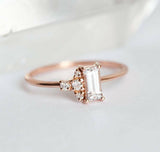 1ct Baguette Cut VVS1D Diamond Engagement Ring Minimalist 14k Rose Gold Finish