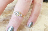 1.5ct Round Cut Diamond Engagement Ring Pear Accent Trilogy 14k Yellow Gold Over