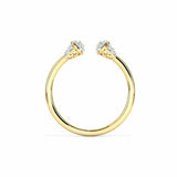 1ct Engagement Ring Round Cut Diamond Open Cuff Stylish 14k Yellow Gold Finish