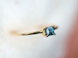 0.5ct Engagement Ring Asscher London Blue Topaz Solitaire 14k Yellow Gold Finish