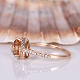 1ct Heart Cut Yellow Citrine Halo Solitaire Engagement Ring 14k Rose Gold Finish