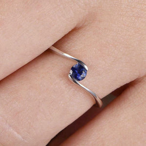 1ct Round Blue Sapphire Engagement Ring Twist Swirl Solitaire 14k WhiteGold Over