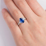 1ct Oval Cut Blue Sapphire Engagement Ring 14k WhiteGold Finish Butterfly Curved