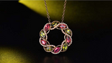 3ct Marquise Cut Peridot Pink Sapphire Infinity Pendant 14k Rose Gold Finish