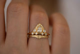 1.5ct Pear Cut Diamond Engagement Ring 14k Yellow Gold Finish Egyptian Crown