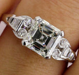 2Ct Asscher Cut VVS1/D Diamond Vintage Engagement Ring 14K White Gold Finish