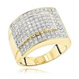 5Ct Round Cut Diamond Elegant Iced Men Engagement Ring 14K Yellow Gold Finish