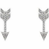 0.5ct Round Cut VVS1 D Diamond Arrow Stud Earrings Women 14k White Gold Finish